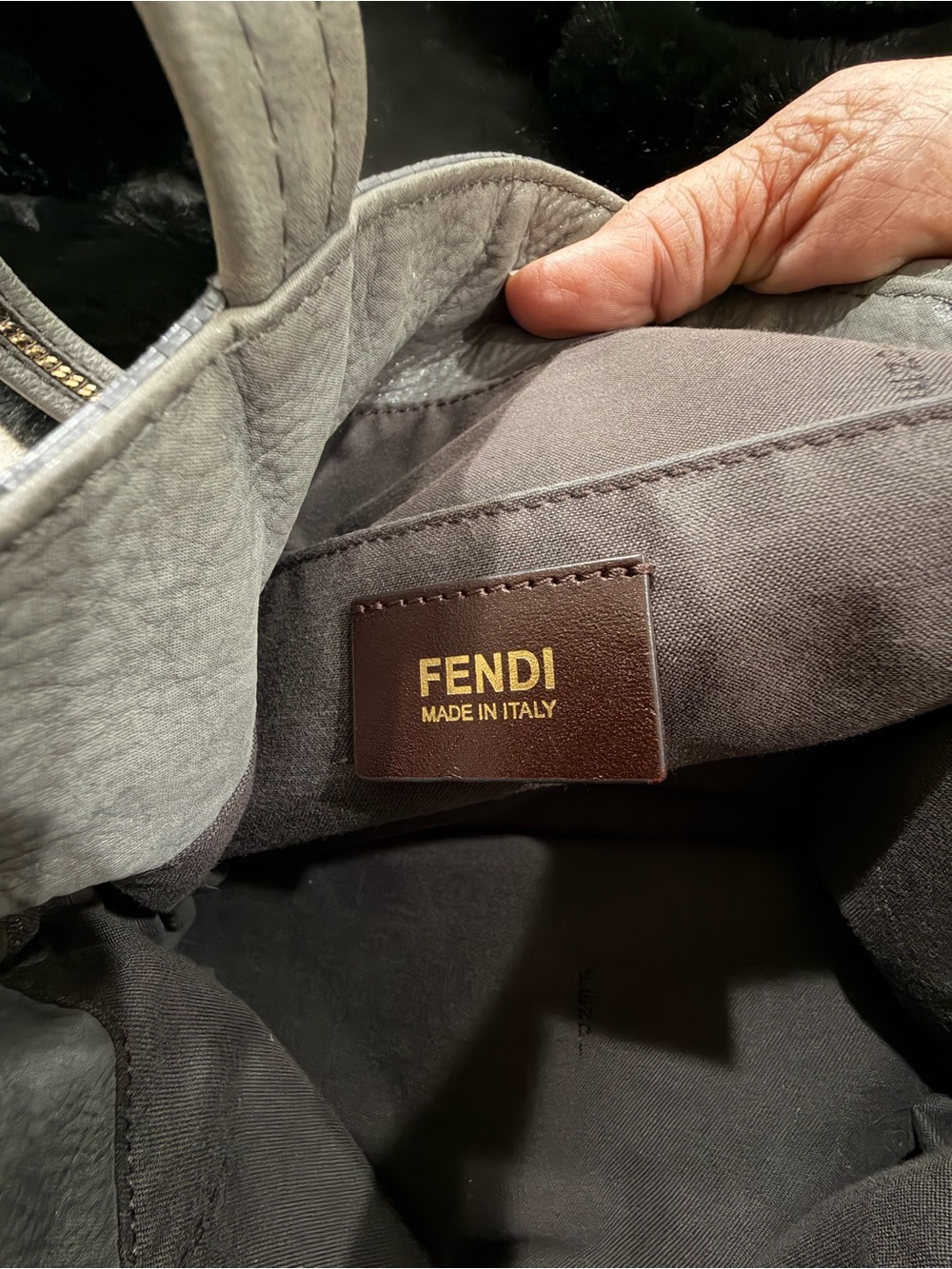 Fendi Gray Nubuck Tote with Gold F Logo - Picture 8 of 8